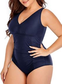 img 3 attached to 👙 WAVELY Plus Size Hollow Out Cutout One Piece Swimsuits for Women with Tummy Control - Stylish Swimwear for a Flattering Look