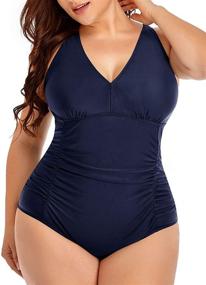 img 1 attached to 👙 WAVELY Plus Size Hollow Out Cutout One Piece Swimsuits for Women with Tummy Control - Stylish Swimwear for a Flattering Look