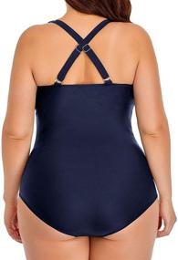 img 2 attached to 👙 WAVELY Plus Size Hollow Out Cutout One Piece Swimsuits for Women with Tummy Control - Stylish Swimwear for a Flattering Look