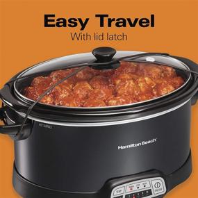 img 3 attached to 🍲 Hamil Beach 7-Quart Programmable Slow Cooker with Lid Latch Strap, Three Temperature Settings, Black