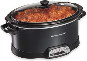 img 4 attached to 🍲 Hamil Beach 7-Quart Programmable Slow Cooker with Lid Latch Strap, Three Temperature Settings, Black