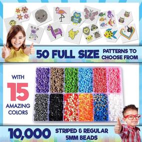 img 3 attached to 🧩 Ultimate 10,000 5MM Striped Fuse Beads Kit: 50 Animal, Pokemon & Minecraft Patterns - Perler Compatible