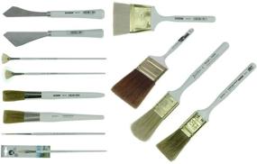 img 1 attached to 🎨 Enhance Your Landscape Art: Bob Ross 12-Piece Landscape Brush Set - Top Oil Based Painting Tools