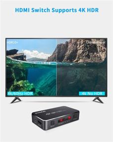 img 1 attached to 🎮 Koopman 4K HDR HDMI переключатель: 4 порта 4K 60 Гц HDMI 2.0 Выборщик с селектором с беспроводным ИК-пультом – Поддерживает UltraHD Dolby Vision, высокую скорость (18,5 Гбит/с), HDR10, HDCP 2.2 и 3D