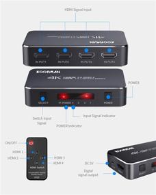 img 3 attached to 🎮 Koopman 4K HDR HDMI переключатель: 4 порта 4K 60 Гц HDMI 2.0 Выборщик с селектором с беспроводным ИК-пультом – Поддерживает UltraHD Dolby Vision, высокую скорость (18,5 Гбит/с), HDR10, HDCP 2.2 и 3D