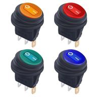 weideer 4pcs 12v 20a waterproof round rocker switch on/off 3 pins 2 position spst (4 colors) led light toggle switch kcd1-8-101nw-4c logo