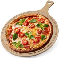 versatile round pizza board: stylish charcuterie & cutting board with handle – non-scratch 12x16 inch wood grain pizza peel - scratch resistant logo