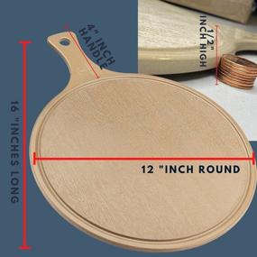 img 1 attached to Versatile Round Pizza Board: Stylish Charcuterie & Cutting Board with Handle – Non-Scratch 12x16 Inch Wood Grain Pizza Peel - Scratch Resistant