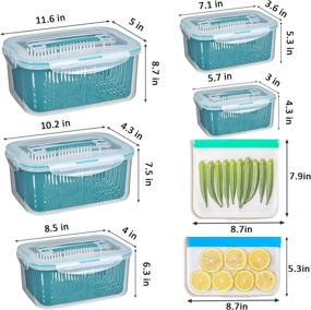 img 3 attached to CAYOREPO 5 Packs Refrigerator Storage Containers with 10 Pcs Reusable Food Storage Bags – Fridge Fruit Containers for Veggie, Berry, Fruits, and Vegetables