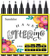 sunshilor hand lettering pens: brush pens for beginners writing, drawings, sketching & more! set of 8 logo