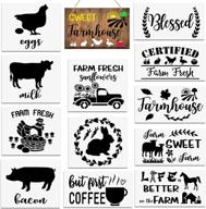 🐴 reusable farmhouse stencils for painting on wood - set of 12 | large farm animal stencils for signs, walls, floors, crafts, and drawing | decorative chicken, horse, cow, sheep stencils logo