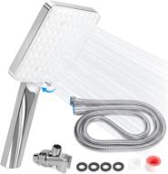 high pressure shower head with handheld, 6 spray modes square detachable shower head | adjustable bracket, brass swivel ball holder, and 59'' stainless steel hose logo