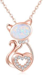 img 4 attached to 🌙 TRISHULA Cat Necklace: Exquisite Opal Moon Pendant Jewelry for Women