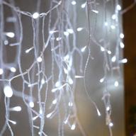 gleaming glimmus 220 icicle lights (white led) - waterproof fairy twinkle decorative lights with 3 flash changing modes - perfect for party, christmas, patio, and home décor логотип