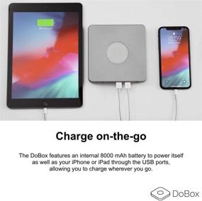 img 1 attached to DoBox Portable Wireless Hub for iPhone and iPad: 9-in-1 Wireless Adapter with 32GB Internal Storage, USB-C, Ethernet, 2xUSB, Micro SD, Audio Out, HDMI, Bluetooth, and Portable Charger