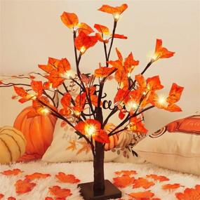 img 4 attached to 🍁 CEWOR Thanksgiving Tree: Fall Lighted Maple Tree Centerpiece with 24 LED, Ideal for Home Decor and Harvest Party Gifts