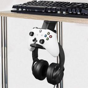 img 3 attached to Convenient Under Desk Gamepad Mount Holder for Xbox ONE, Switch, PS4, PS5, Xbox Series X,S, STEAM PC, and Nintendo - Secure Adhesive Holder for Universal Game Controllers