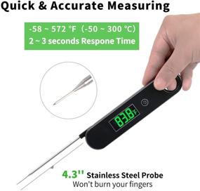 img 2 attached to 🌡️ Bayco IPX7 Waterproof Meat Thermometer for Cooking - Digital Instant Read Kitchen Food Candy Thermometer with High Accuracy, Long Folding Probe, Backlight, Magnet - Ideal for BBQ, Grilling, and More