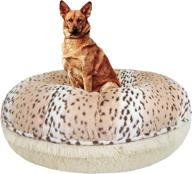 🐆 bessie and barnie signature aspen snow leopard/ blondie luxury shag extra plush faux fur bagel pet bed - available in multiple sizes logo