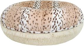 img 3 attached to 🐆 BESSIE AND BARNIE Signature Aspen Snow Leopard/ Blondie Luxury Shag Extra Plush Faux Fur Bagel Pet Bed - Available in Multiple Sizes