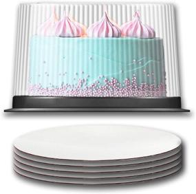 img 4 attached to 🎂 9 Inch Plastic Cake Container with Clear Dome Lid and Cake Boards - Set of 5, Ideal for 2-3 Layer Cakes, Round Cake Holder with Lid for Ultimate Cake Protection, Essential Cake Supplies