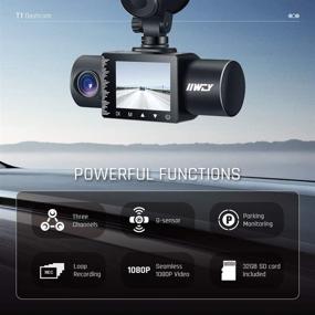 img 3 attached to 🚗 IIWEY Тройная камера для автомобиля 1080P с инфракрасным ночным видением: запись видео передней, задней и внутренней части. SD-карта включена. Улучшенный HDR, детекция движения, G-сенсор - идеально для автомобилей, такси и транспорта Uber!