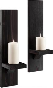 img 4 attached to 🕯️ Unique Handmade Wood Candle Sconces with Floating Shelves for Farmhouse Wall Decor