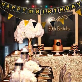 img 1 attached to 🎉 CrzPai 30th Birthday Party Supplies Set, Pack of 24: Plates, Napkins & Tableware - Cups, Tablecover, Utensils, Black Gold Bunting Banner Decor - Disposable for Easy Cleanup!