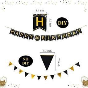 img 2 attached to 🎉 CrzPai 30th Birthday Party Supplies Set, Pack of 24: Plates, Napkins & Tableware - Cups, Tablecover, Utensils, Black Gold Bunting Banner Decor - Disposable for Easy Cleanup!