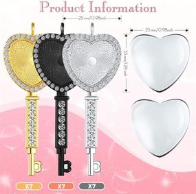 img 3 attached to 💎 42-Piece Rhinestone Bezel Pendant Tray Glass Set with Heart Shape Key Rhinestone Bezel Tray and Clear Heart Shape Glass for DIY Photo Pendant Jewelry