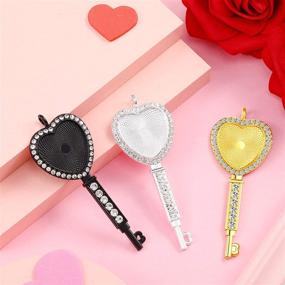 img 1 attached to 💎 42-Piece Rhinestone Bezel Pendant Tray Glass Set with Heart Shape Key Rhinestone Bezel Tray and Clear Heart Shape Glass for DIY Photo Pendant Jewelry