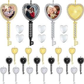 img 4 attached to 💎 42-Piece Rhinestone Bezel Pendant Tray Glass Set with Heart Shape Key Rhinestone Bezel Tray and Clear Heart Shape Glass for DIY Photo Pendant Jewelry