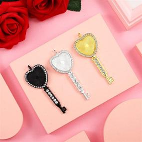 img 2 attached to 💎 42-Piece Rhinestone Bezel Pendant Tray Glass Set with Heart Shape Key Rhinestone Bezel Tray and Clear Heart Shape Glass for DIY Photo Pendant Jewelry