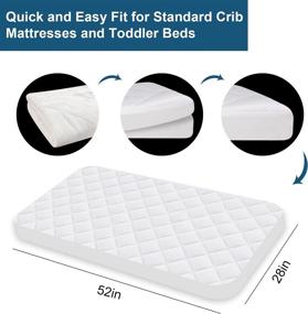 img 3 attached to Waterproof Crib Mattress Protector Pad Cover | Breathable Soft Cotton | Fits 52×28 inch Toddler Crib Mattress | Baby Bed Cradle Mattress Cover (1-Pack, White)