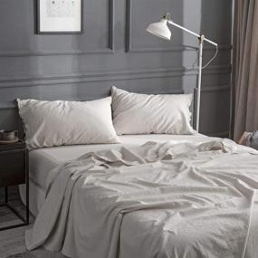 img 4 attached to 🛏️ Simple&Opulence Belgian Linen Sheet Set with Ruffles - Queen Size - Breathable Farmhouse Bedding - Soft Linen/Cotton Blend - 4 Pieces (1 Flat Sheet, 1 Fitted Sheet, 2 Pillowcases) - Natural Flax