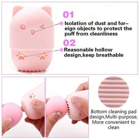 img 3 attached to REISOHR Makeup Sponge Holder: Travel Case with Drying Stand & Storage Containers for Beauty Sponges and Blenders