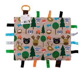 img 4 attached to Baby Sensory, Security & Teething Closed Ribbon Tag Lovey Blanket: Forest Print, Minky Dot Fabric, 14”X18” Size