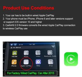 img 3 attached to Усилите свою фабричную Apple CarPlay: переходник от проводной к беспроводной CarPlay для потерь Upgrade экрана автомобиля 🚗, поддерживающий iPhone 5 и выше - черный беспроводной адаптер с дизайном кабелей Type-C.