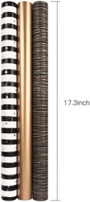 img 1 attached to 🖤✨ MAYPLUSS Black Gold Stripe Wrapping Paper Roll - Mini Roll Size - 17" X 120" - 3 Designs (42.3 sq.ft.ttl)