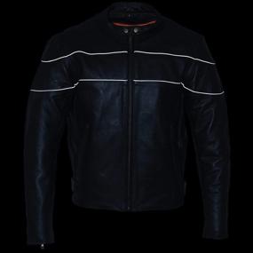 img 1 attached to 🧥 Men's Black Leather Side Stretch Jacket with Reflective Piping by Milwaukee Leather - LKM1785