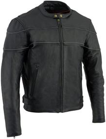 img 4 attached to 🧥 Men's Black Leather Side Stretch Jacket with Reflective Piping by Milwaukee Leather - LKM1785