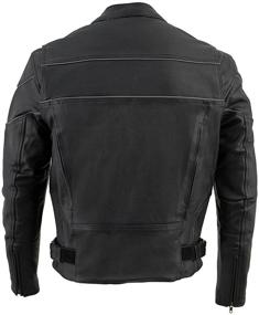 img 3 attached to 🧥 Men's Black Leather Side Stretch Jacket with Reflective Piping by Milwaukee Leather - LKM1785