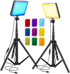 img 4 attached to Sutefoto 2-Packs USB 132 LED Video Light Kits for High-quality Table Top Studio Photography Lighting with Adjustable Tripod Stands, 9 Color Filters and Brightness Control (3200-5500K, 10%-100%)