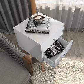 img 1 attached to 🌙 Modern White MDF Nightstand: TaoHFE 2-Drawer Bedside Table for Bedroom/Living Room/Salon/Office