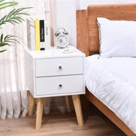 🌙 modern white mdf nightstand: taohfe 2-drawer bedside table for bedroom/living room/salon/office логотип