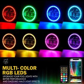 img 2 attached to Прожекторы Xprite с RGB хало-ангельским кольцом для 🚙 Jeep Wrangler JK (2007-2018) - Двойное управление ИК и Bluetooth для противотуманных фар