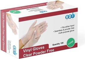 img 3 attached to 🧤 EDI Disposable Vinyl Gloves (Clear) - Powder-Free, Latex-Free: Hygienic and Versatile Protection