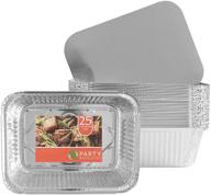 premium party bargains aluminum foil pans - 5 lb capacity, 25 count oblong 🍽️ food containers with board lids for hot and cold use - 9 x 7 inches size logo