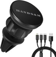 🚗 magnetic car mount - handsam magnetic air vent mount for cell phone, gps, and mobile devices [includes 4ft 3-in-1 multi usb charging cable] - black logo