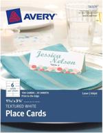 📇 avery textured place cards - white, 1.43 x 3.75 inches, pack of 150 (16109): elegant and practical seating solution logo